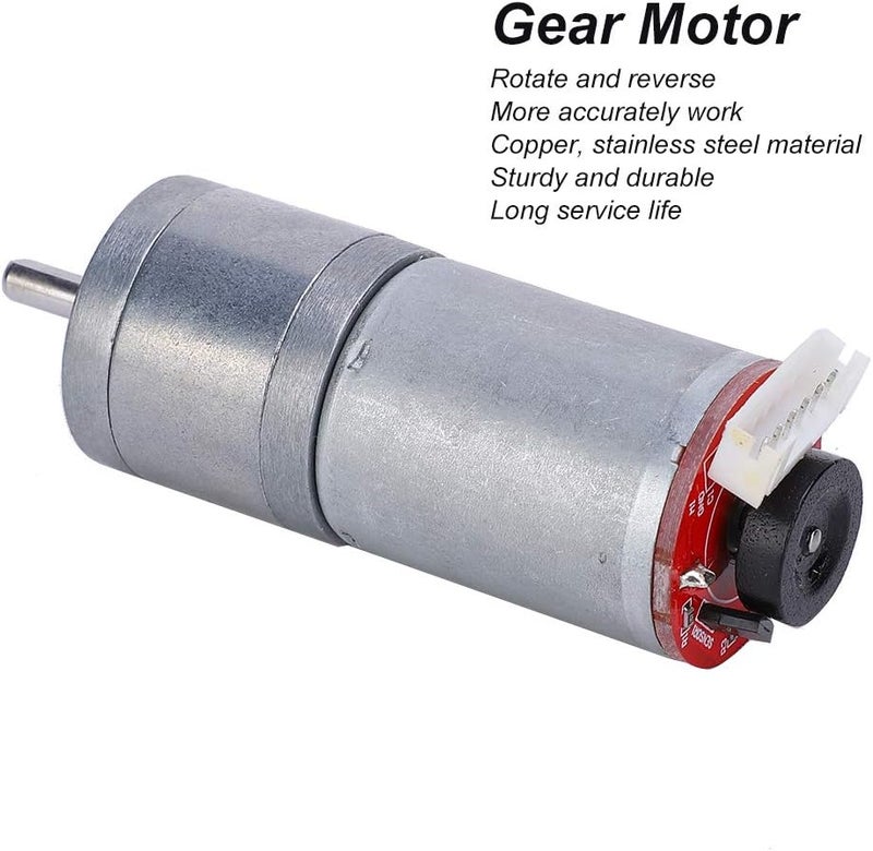 Hyuduo GA25-370 Gear Motor DC with Speed Encoder, Stainless Steel High Torque Electric Micro Speed Reduction Geared Motor Brush DC Motors Reducer Copper (DC12V 10RPM) - Image 4